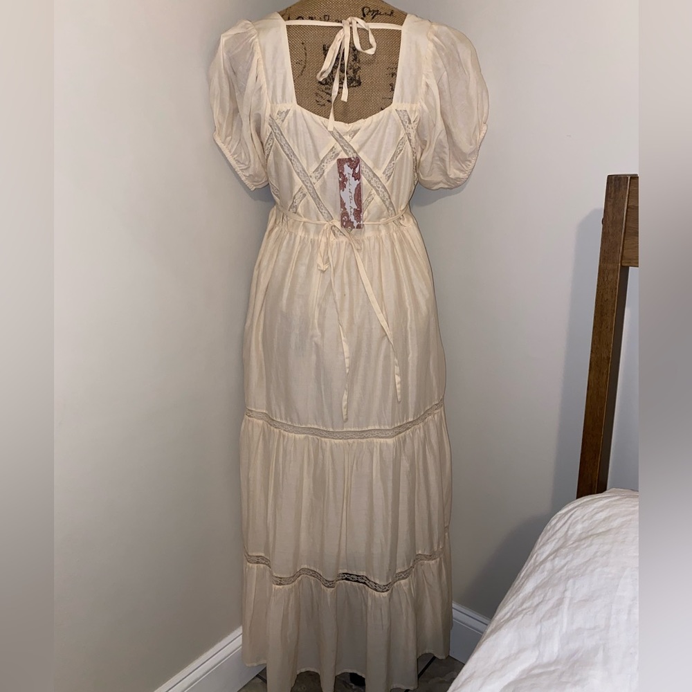 BAND OF THE FREE KAVYA LIGHT TEA LATTICE MAXI DRESS - Picture 6 of 16